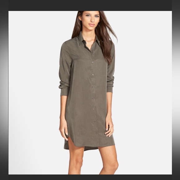 Wayf Olive Green Shirt Dress - Picture 3 of 3